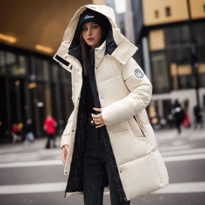 CALORA_ Dik Halflange Winterjas met Capuchon voor Dames in Grote Maten