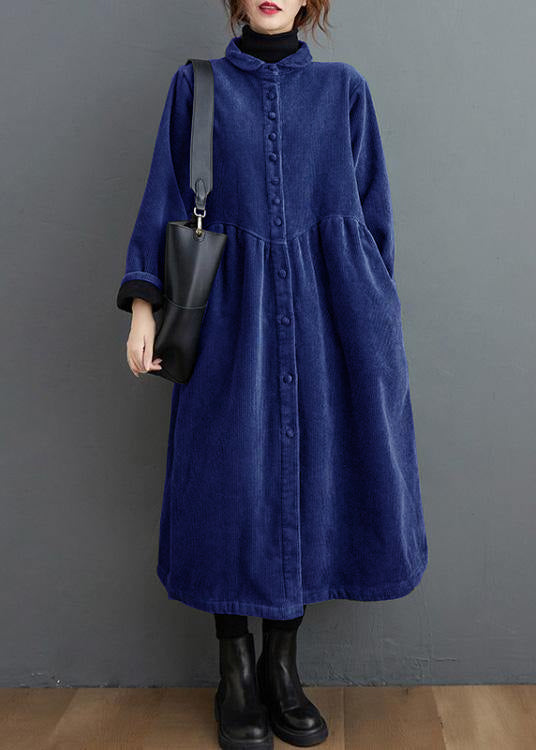 Dikke Corduroy lange Winterjas met knopen en kraag-Zomer Jassen-Calora-Groen-S-Calora