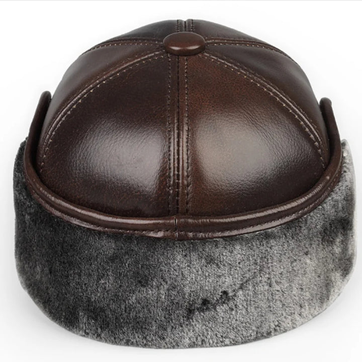 Dikke Leren Winter Pet Muts met Velvet Oorkappen-Petten-Calora-Bruin-55-56cm-Calora