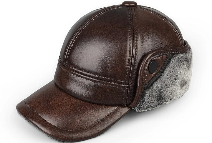 Dikke Leren Winter Pet Muts met Velvet Oorkappen-Petten-Calora-Bruin-55-56cm-Calora