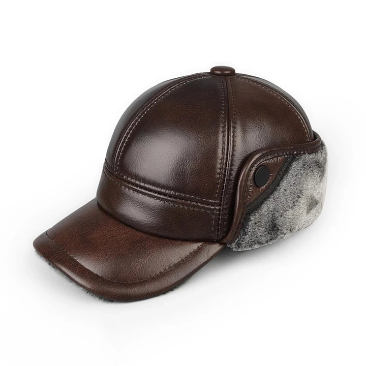 Dikke Leren Winter Pet Muts met Velvet Oorkappen-Petten-Calora-Bruin-55-56cm-Calora