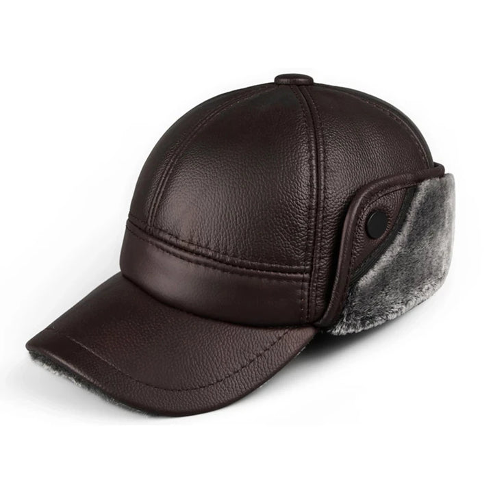 Dikke Leren Winter Pet Muts met Velvet Oorkappen-Petten-Calora-Donkerbruin-55-56cm-Calora