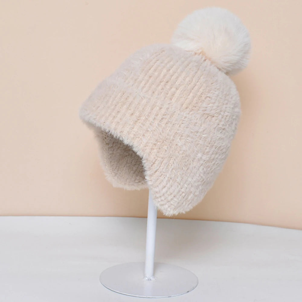 Dikke Warme Gebreide Winter Herfst Muts voor Dames-Petten-Calora-Beige-56-59cm-Calora