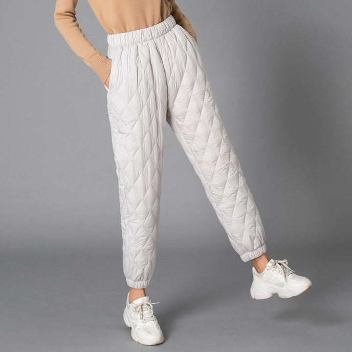 CALORA_ Dikke Wijde Pijpen Katoenen Broek voor Vrouwen - Hoge Taille, Warm en Comfortabel
