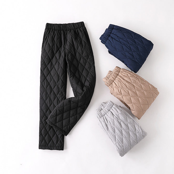 CALORA_ Dikke Wijde Pijpen Katoenen Broek voor Vrouwen - Hoge Taille, Warm en Comfortabel