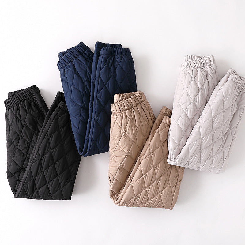 CALORA_ Dikke Wijde Pijpen Katoenen Broek voor Vrouwen - Hoge Taille, Warm en Comfortabel