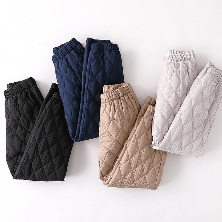 CALORA_ Dikke Wijde Pijpen Katoenen Broek voor Vrouwen - Hoge Taille, Warm en Comfortabel