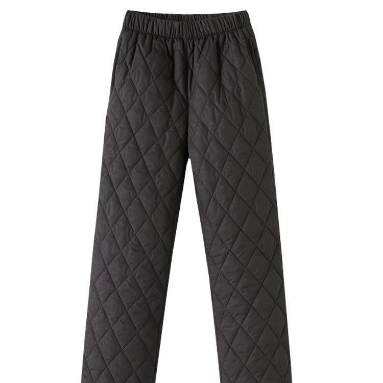 CALORA_ Dikke Wijde Pijpen Katoenen Broek voor Vrouwen - Hoge Taille, Warm en Comfortabel