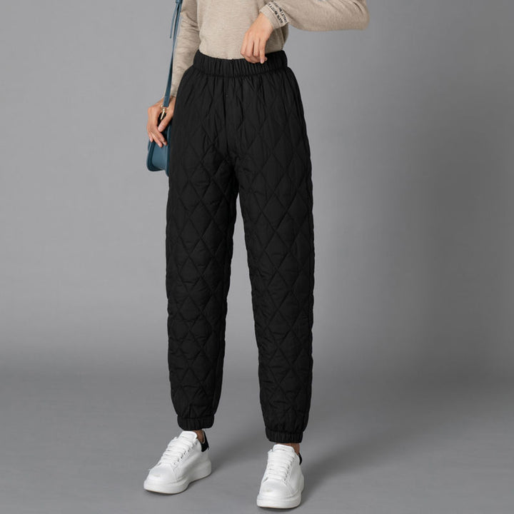 CALORA_ Dikke Wijde Pijpen Katoenen Broek voor Vrouwen - Hoge Taille, Warm en Comfortabel