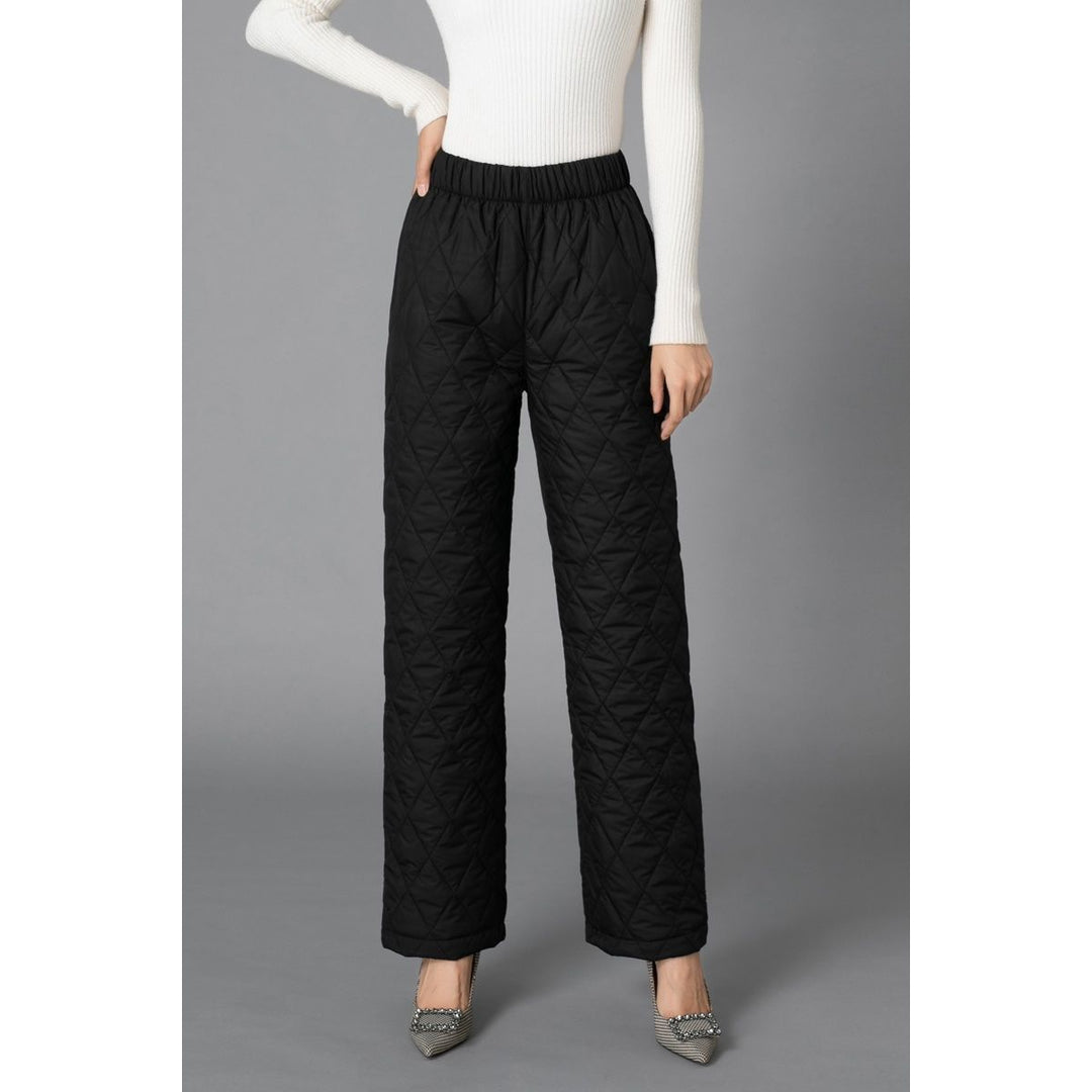 CALORA_ Dikke Wijde Pijpen Katoenen Broek voor Vrouwen - Hoge Taille, Warm en Comfortabel