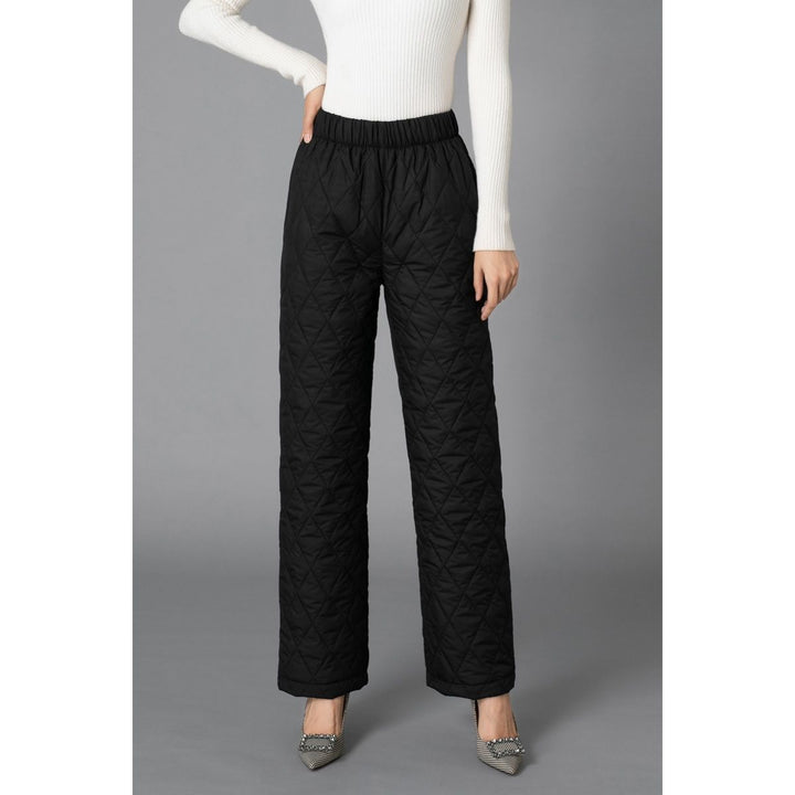 CALORA_ Dikke Wijde Pijpen Katoenen Broek voor Vrouwen - Hoge Taille, Warm en Comfortabel
