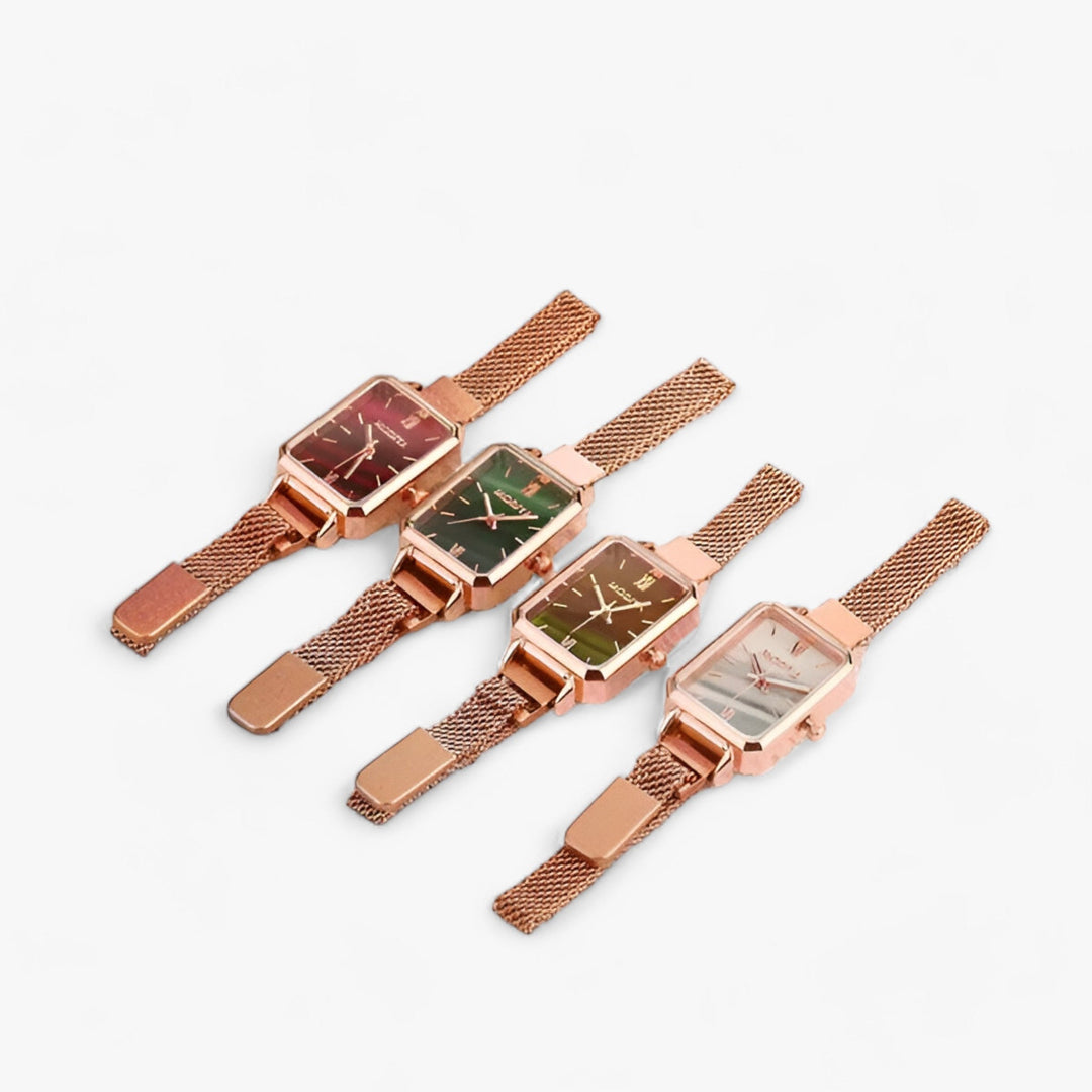 Diora | Elegante Vierkant Horloge met Magneetarmband-Horloges-Calora-Bruin-Calora