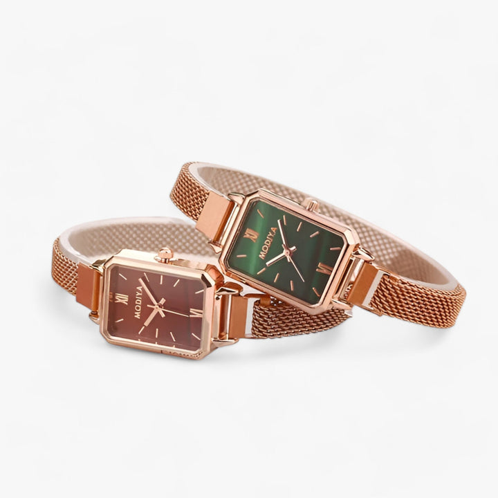 Diora | Elegante Vierkant Horloge met Magneetarmband-Horloges-Calora-Bruin-Calora