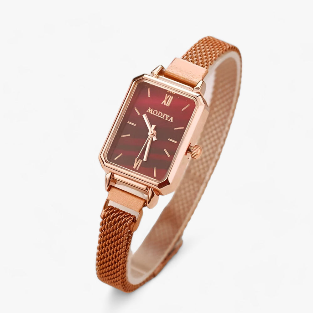 Diora | Elegante Vierkant Horloge met Magneetarmband-Horloges-Calora-Rood-Calora