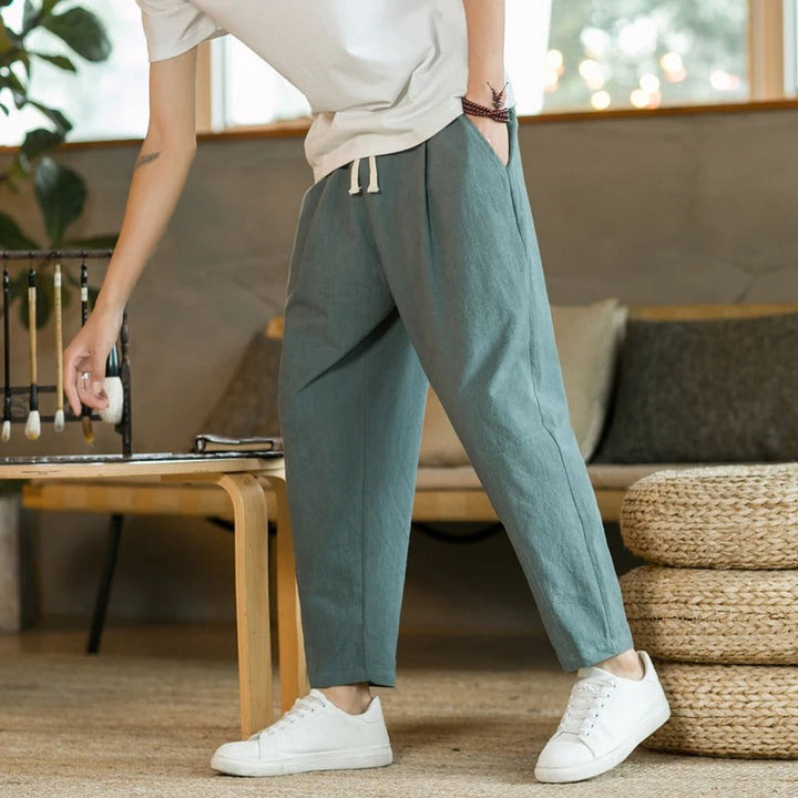 Dominique - Linnen Zomerbroek-Korte Broeken-Calora-Beige-S-Calora