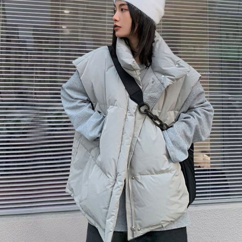 CALORA_ Donzen Katoenen Dames Vest met Opstaande Kraag