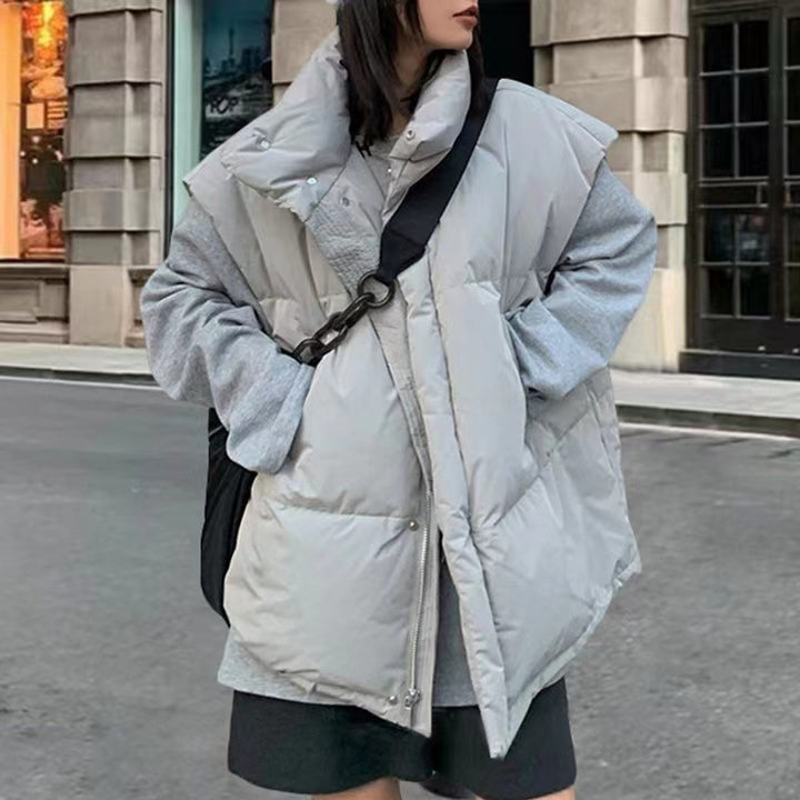 CALORA_ Donzen Katoenen Dames Vest met Opstaande Kraag