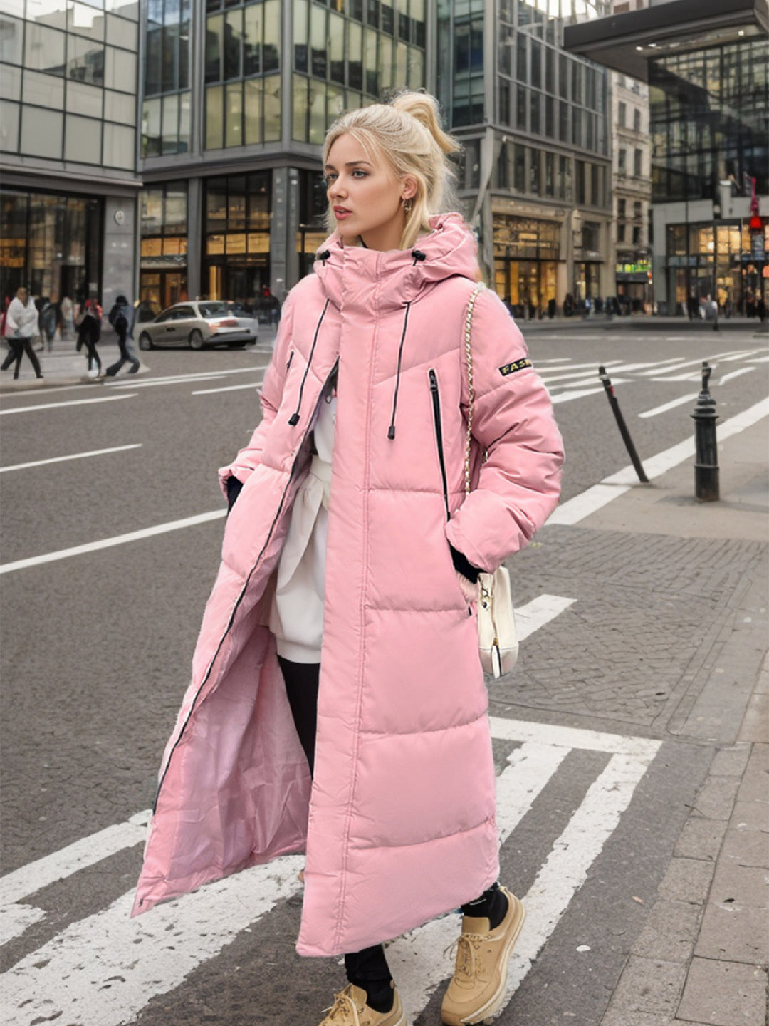 CALORA_ Donzen Katoenen Gewatteerde Lange Winterjas met Capuchon voor Dames