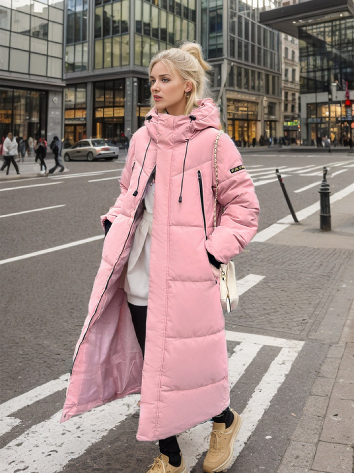 CALORA_ Donzen Katoenen Gewatteerde Lange Winterjas met Capuchon voor Dames