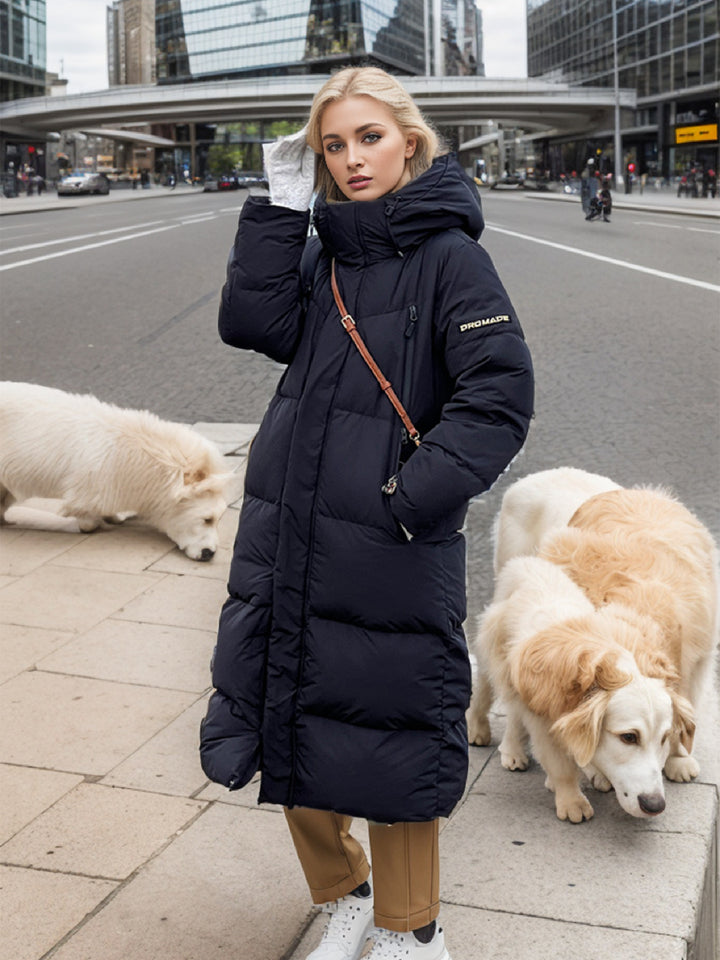 CALORA_ Donzen Katoenen Gewatteerde Lange Winterjas met Capuchon voor Dames