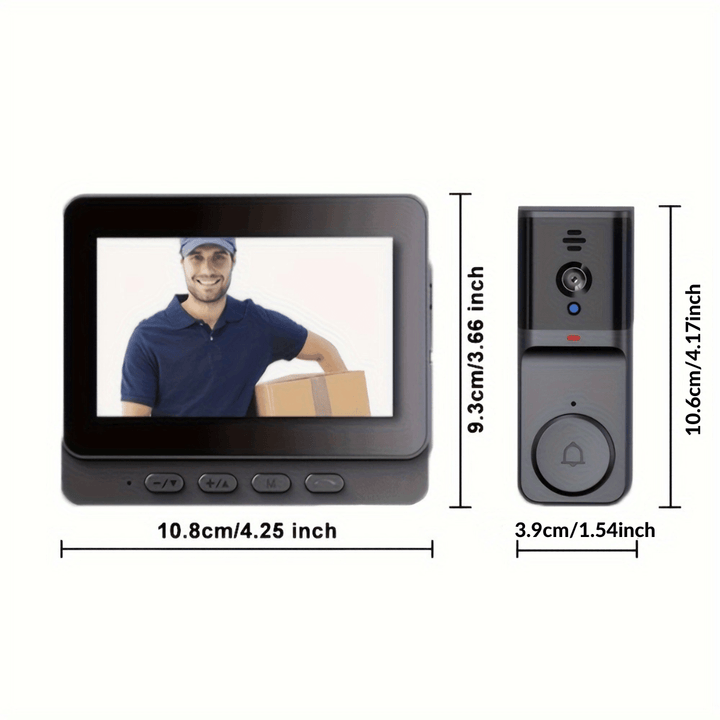 CALORA_ Draadloze HD Deurbel Camera met 4,3 Inch Oplaadbaar IPS Scherm