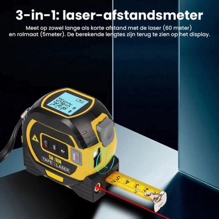 Duratex | 3-in-1 Infrarood Laser Meetlint - Laser & Traditioneel Rolmaat in eén-Elektronica/Gadgets-Calora-Geel-40M-Calora