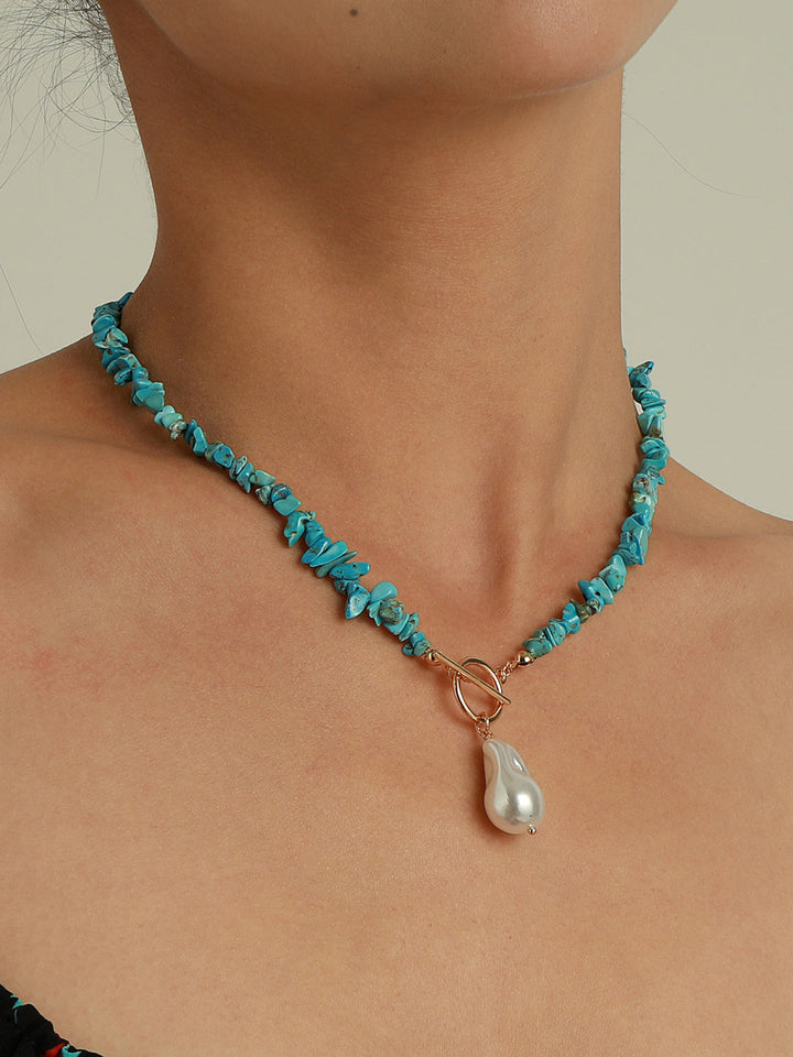 Éclat | Abstracte Parel groene turquoise Ketting-Kettingen-Calora-Turquoise-One Size-Calora