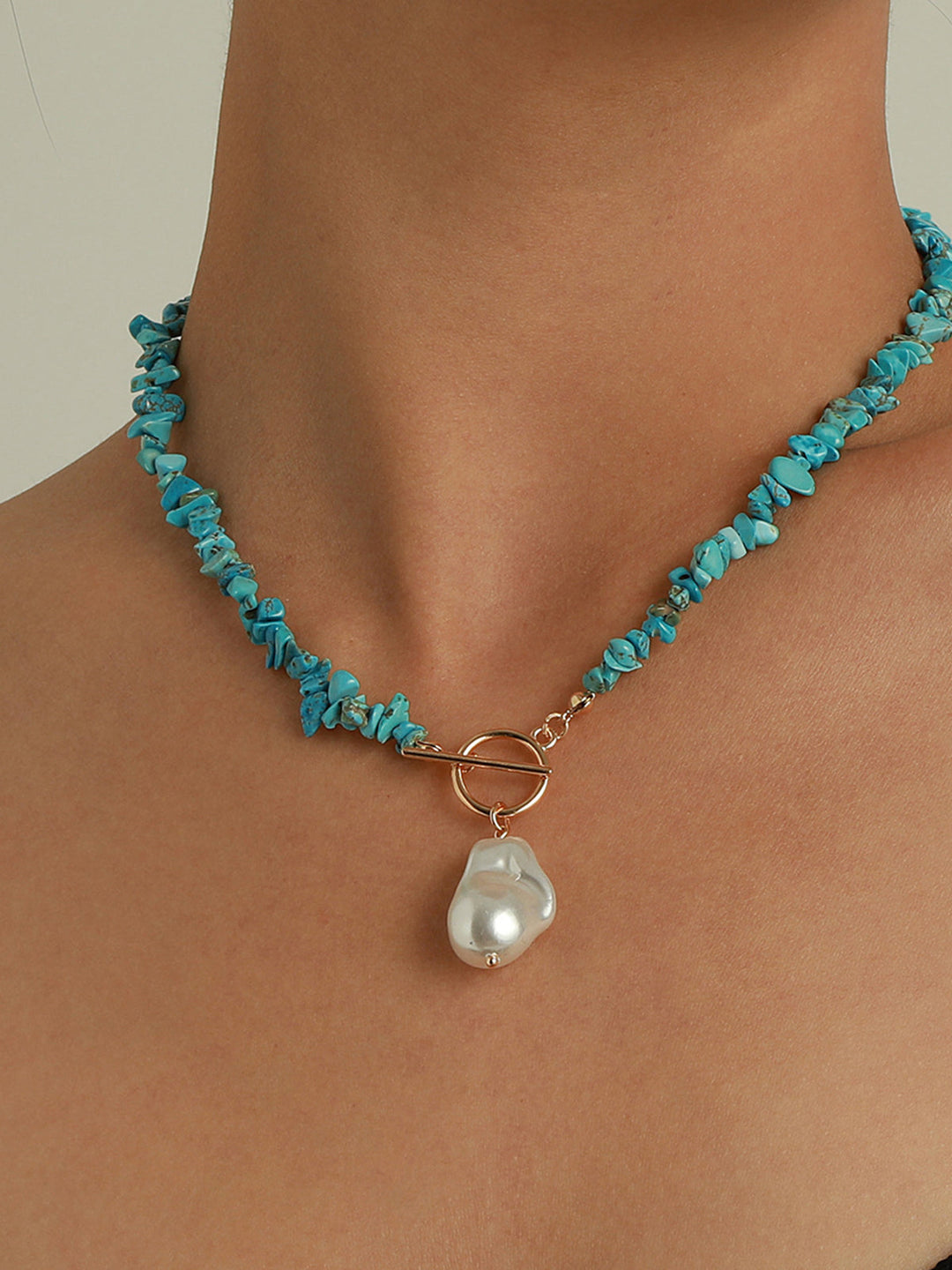 Éclat | Abstracte Parel groene turquoise Ketting-Kettingen-Calora-Turquoise-One Size-Calora