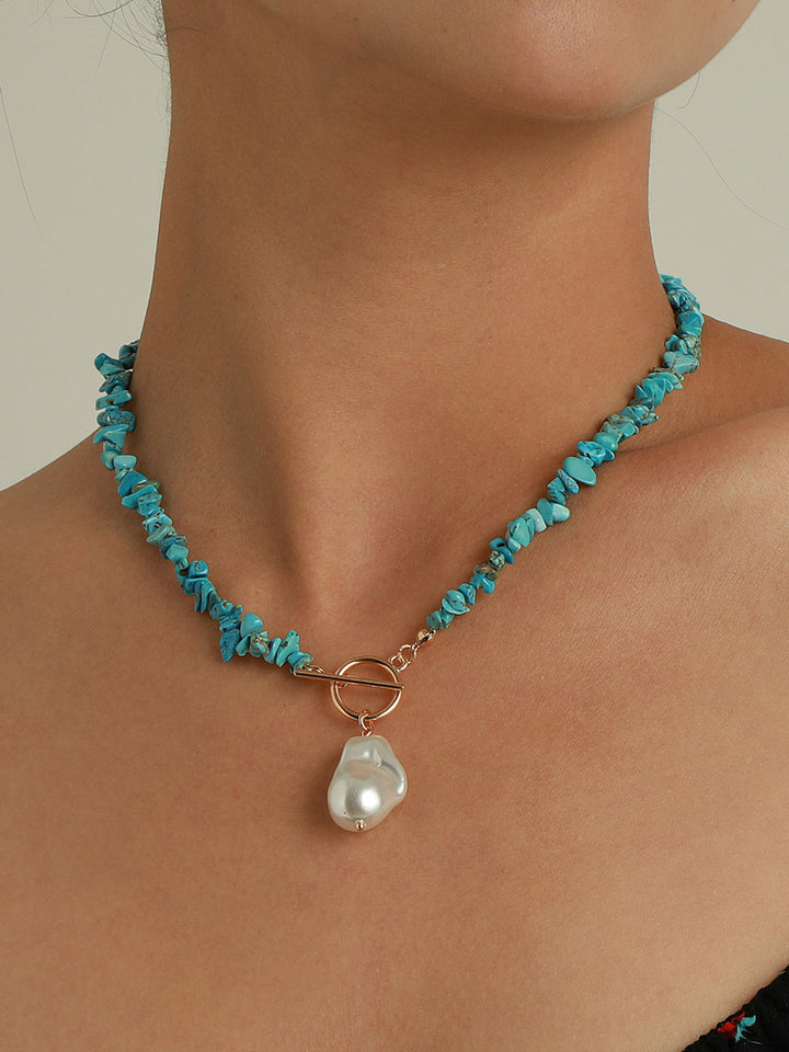 Éclat | Abstracte Parel groene turquoise Ketting-Kettingen-Calora-Turquoise-One Size-Calora