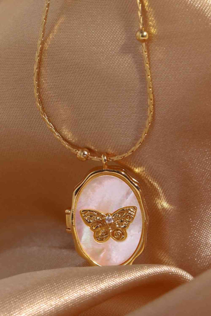 Éclat | Vintage Vlinder Ontwerp Medaillon Ketting met Strass-Kettingen-Calora-Goud-One Size-Calora