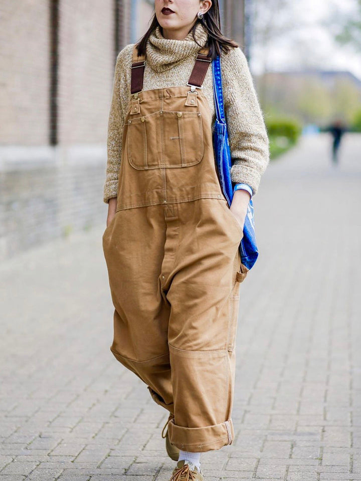 CALORA_ Eend Bib Overall Canvas Werkoutfit Dungarees met Verstelbare Banden