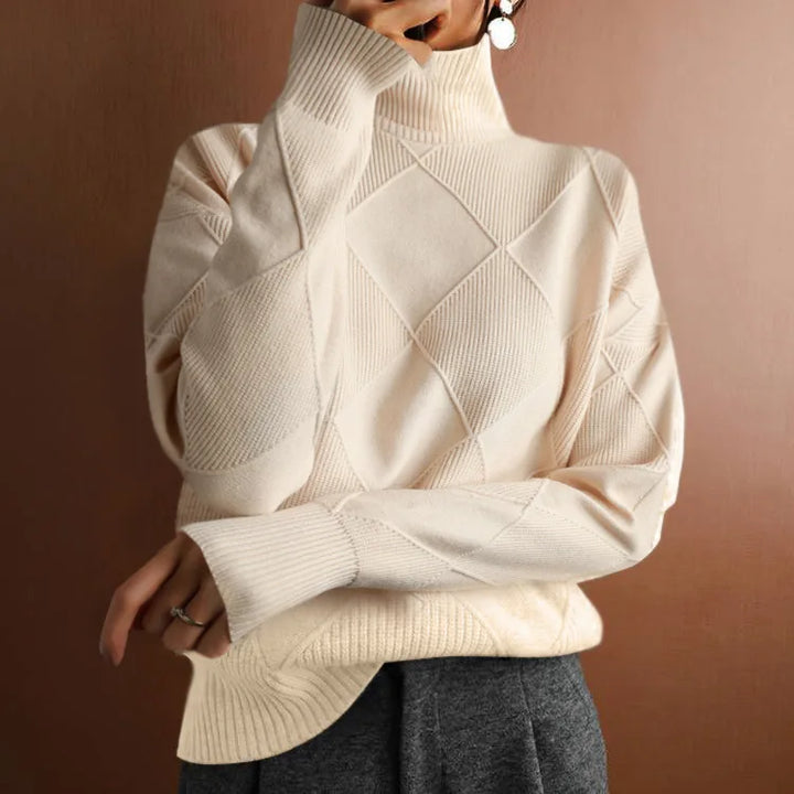 Effen gebreide Col trui voor dames-Blazers & Vesten-Calora-Felpaars-S-Calora