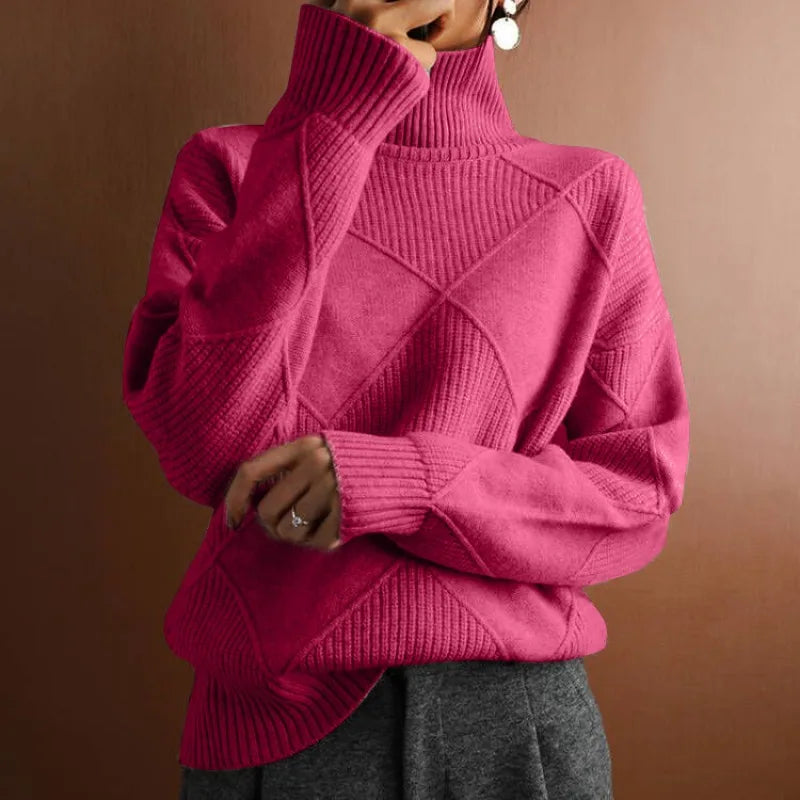 Effen gebreide Col trui voor dames-Blazers & Vesten-Calora-Felpaars-S-Calora