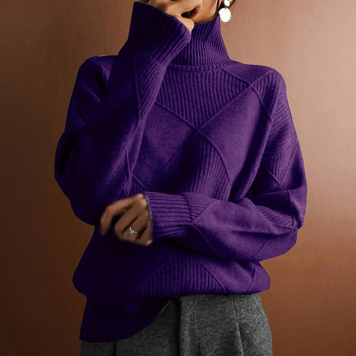 Effen gebreide Col trui voor dames-Blazers & Vesten-Calora-Felpaars-S-Calora