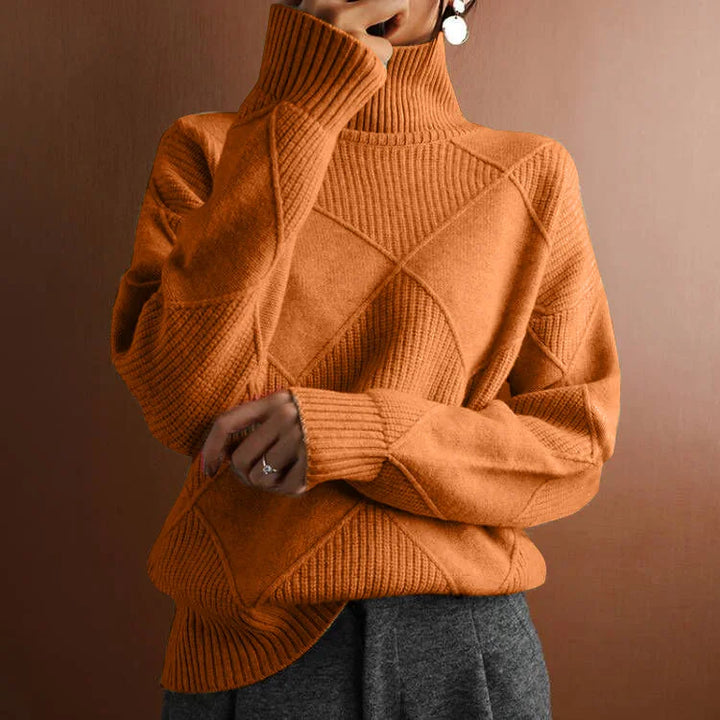 Effen gebreide Col trui voor dames-Blazers & Vesten-Calora-Oranje-XL-Calora