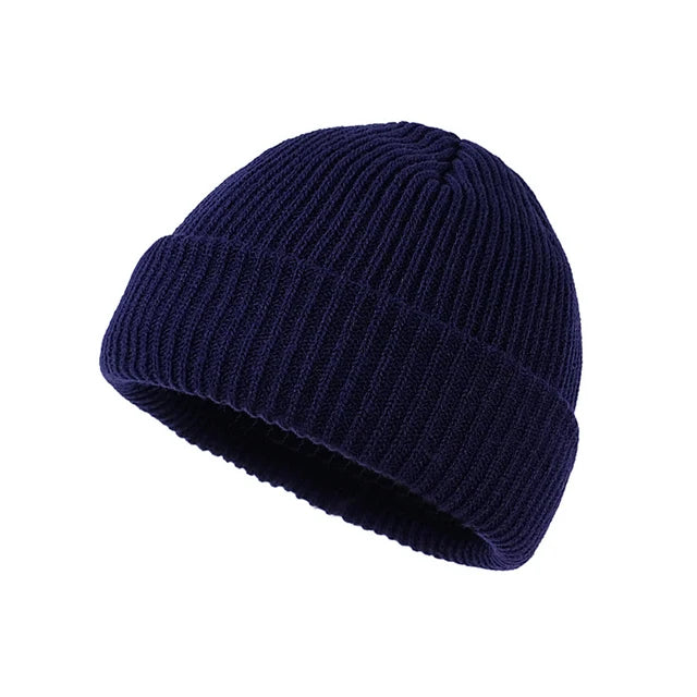 Effen Herfst Winter Beanie Muts-Petten-Calora-Donkerblauw-One Size-Calora