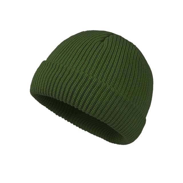 Effen Herfst Winter Beanie Muts-Petten-Calora-Legergroen-One Size-Calora