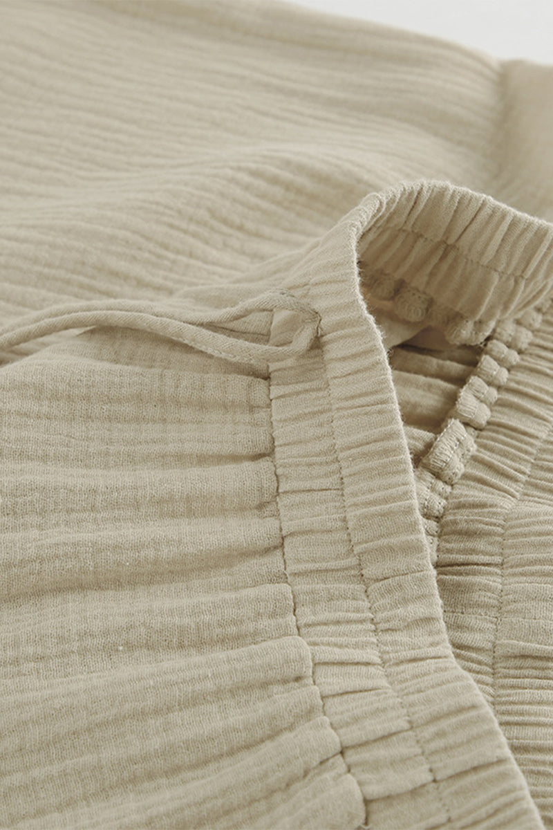 Effenkleurige Broek met losse hoge taille, wijde pijpen-Wijde Broeken-Calora-Khaki-S-Calora