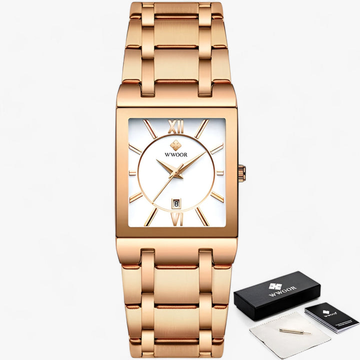 Elance | Dames Kwarts Horloge in Goud-Horloges-Calora-Witte Roos-Calora