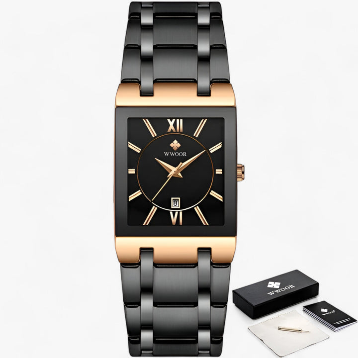 Elance | Dames Kwarts Horloge in Goud-Horloges-Calora-zwart zwarte roos-Calora