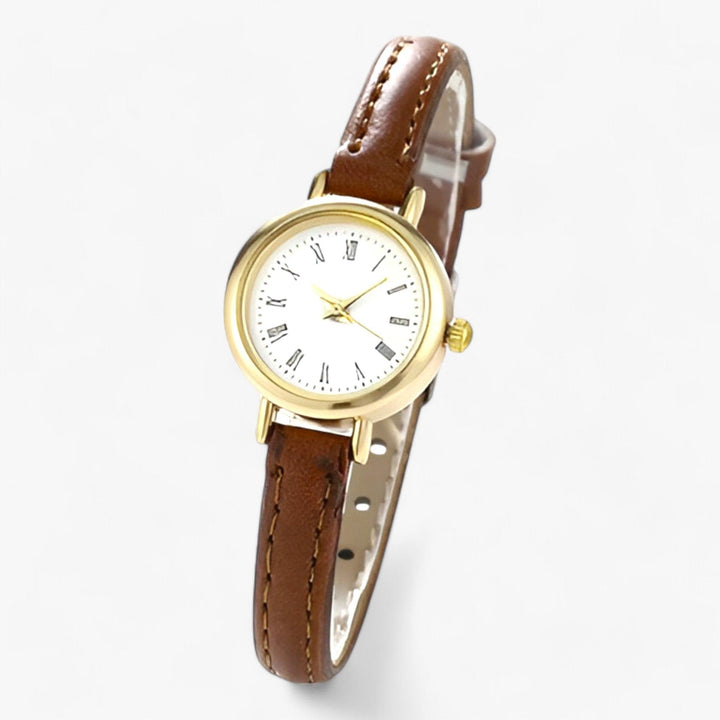 Elance | Kleine ronde minimalistische Horloge-Horloges-Calora-Koffie-Calora
