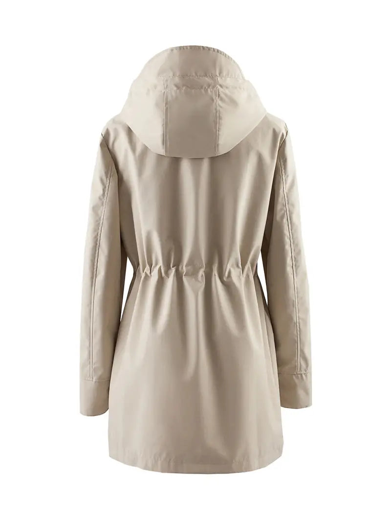 Elara | Casual winddichte trenchcoat met capuchon-Zomer Jassen-Calora-Rood-XS-Calora