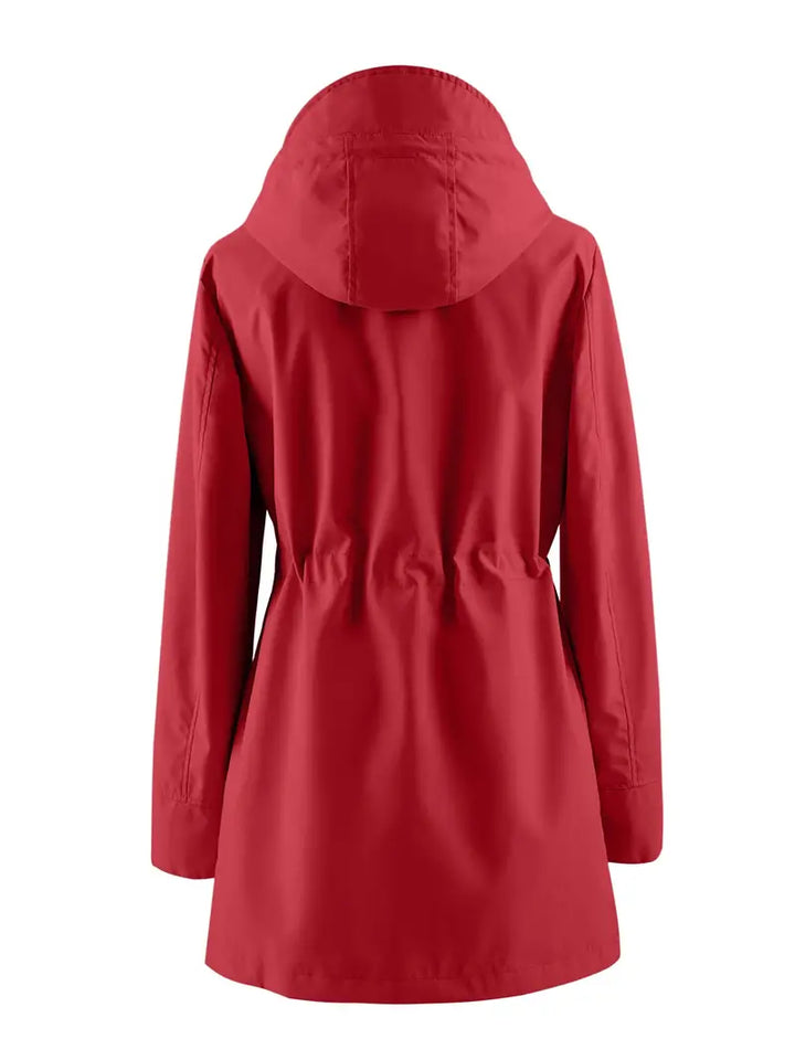 Elara | Casual winddichte trenchcoat met capuchon-Zomer Jassen-Calora-Rood-XS-Calora