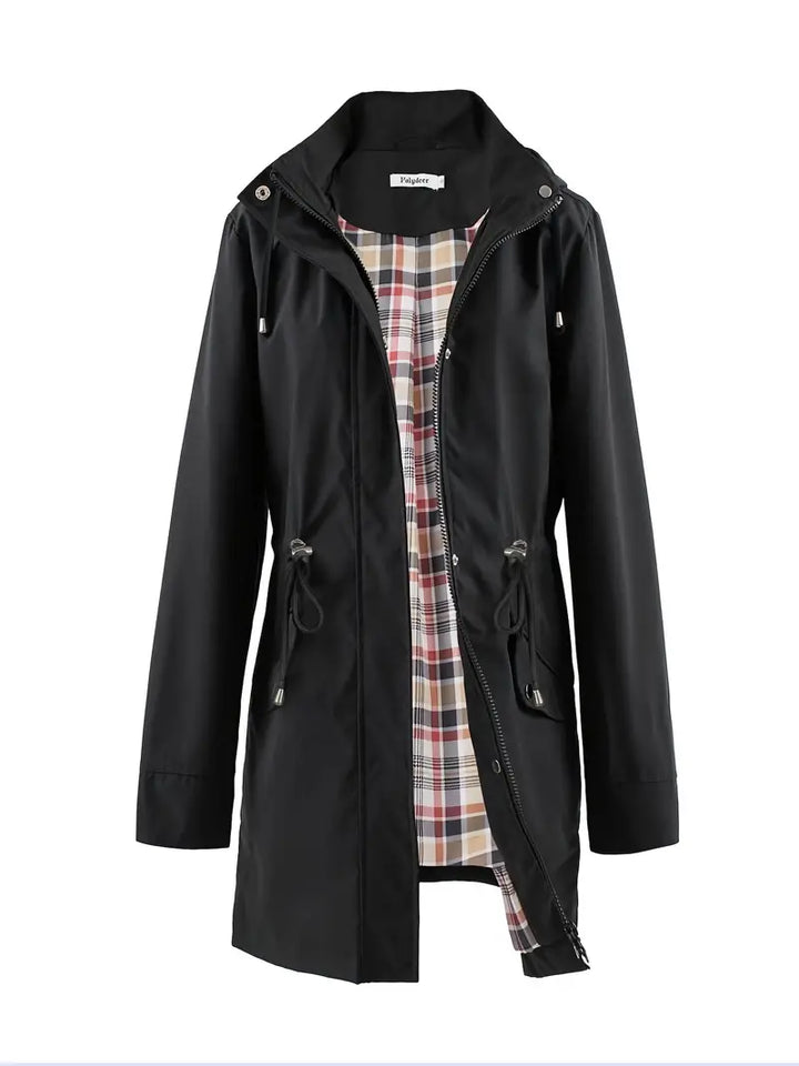 Elara | Casual winddichte trenchcoat met capuchon-Zomer Jassen-Calora-Zwart-XS-Calora