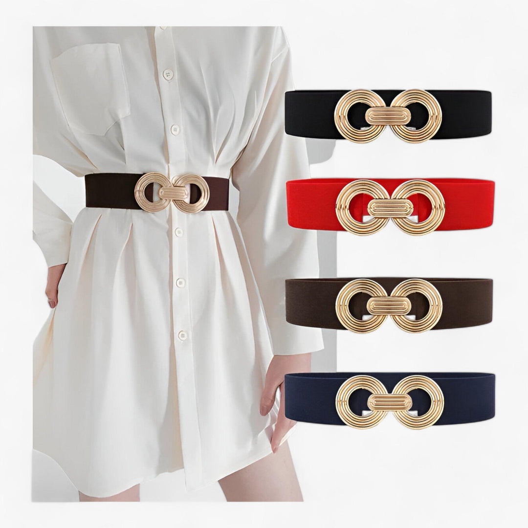 Elastische Tailleband met Ronde Gesp voor Dames-Handtassen-Calora-Zwart-Calora