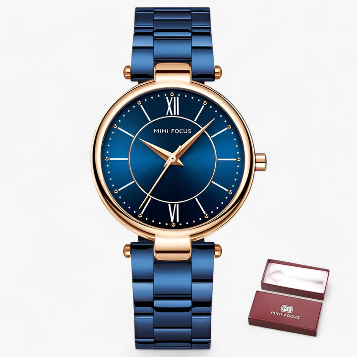 Elegant Dames Quartz Horloge RVS en Minimalistische Wijzerplaat-Horloges-Calora-Blauw-Calora