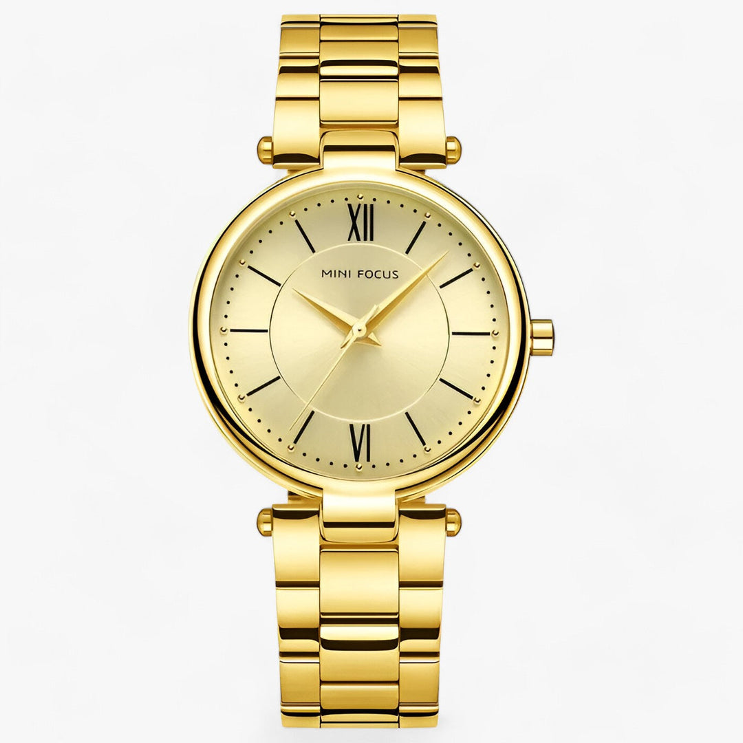 Elegant Dames Quartz Horloge RVS en Minimalistische Wijzerplaat-Horloges-Calora-Goud-Calora
