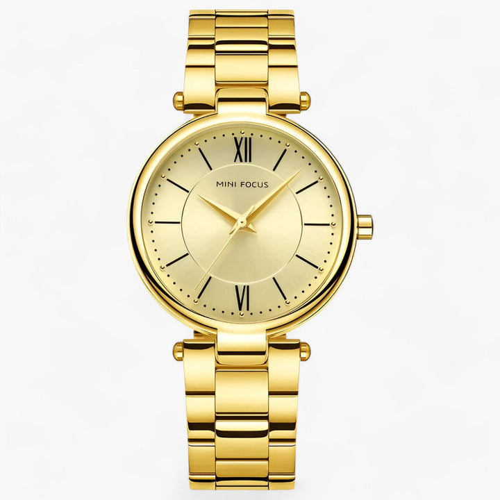 Elegant Dames Quartz Horloge RVS en Minimalistische Wijzerplaat-Horloges-Calora-Goud-Calora