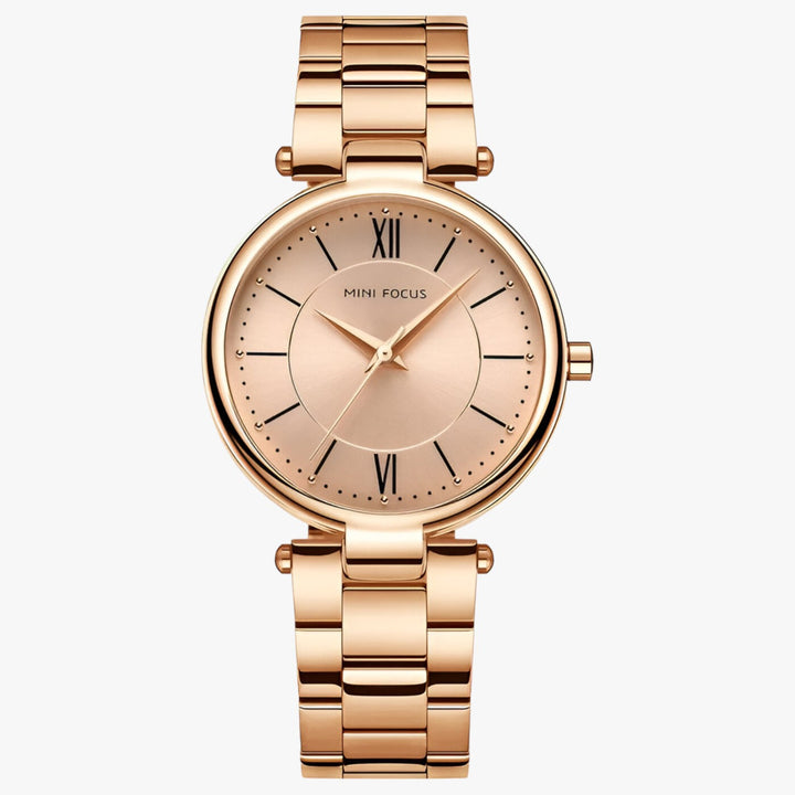 Elegant Dames Quartz Horloge RVS en Minimalistische Wijzerplaat-Horloges-Calora-Roze-Calora