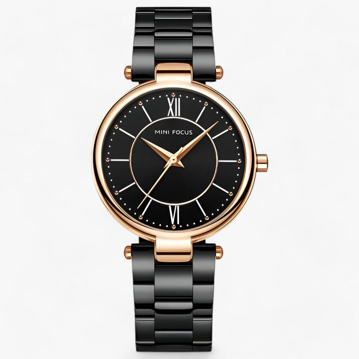 Elegant Dames Quartz Horloge RVS en Minimalistische Wijzerplaat-Horloges-Calora-Zwart-Calora